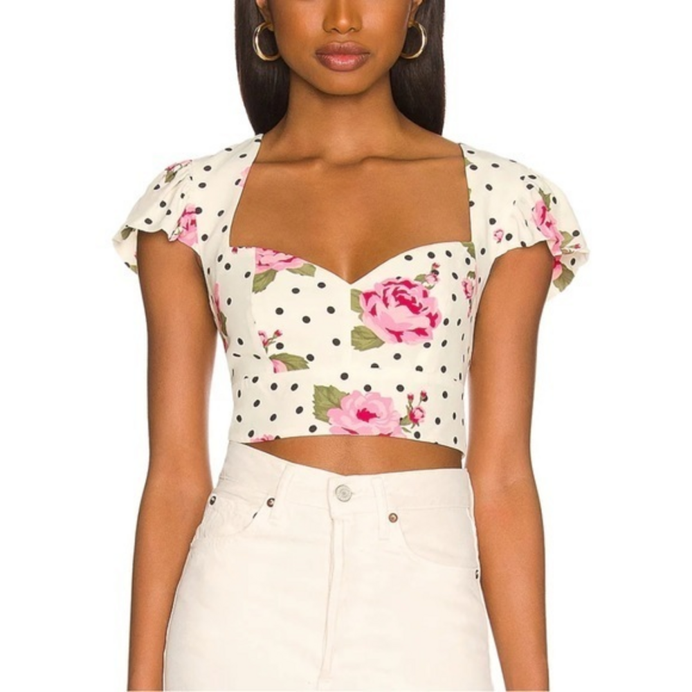 Nwt Lpa Tracy Top Dotty Rose Floral Size Small
